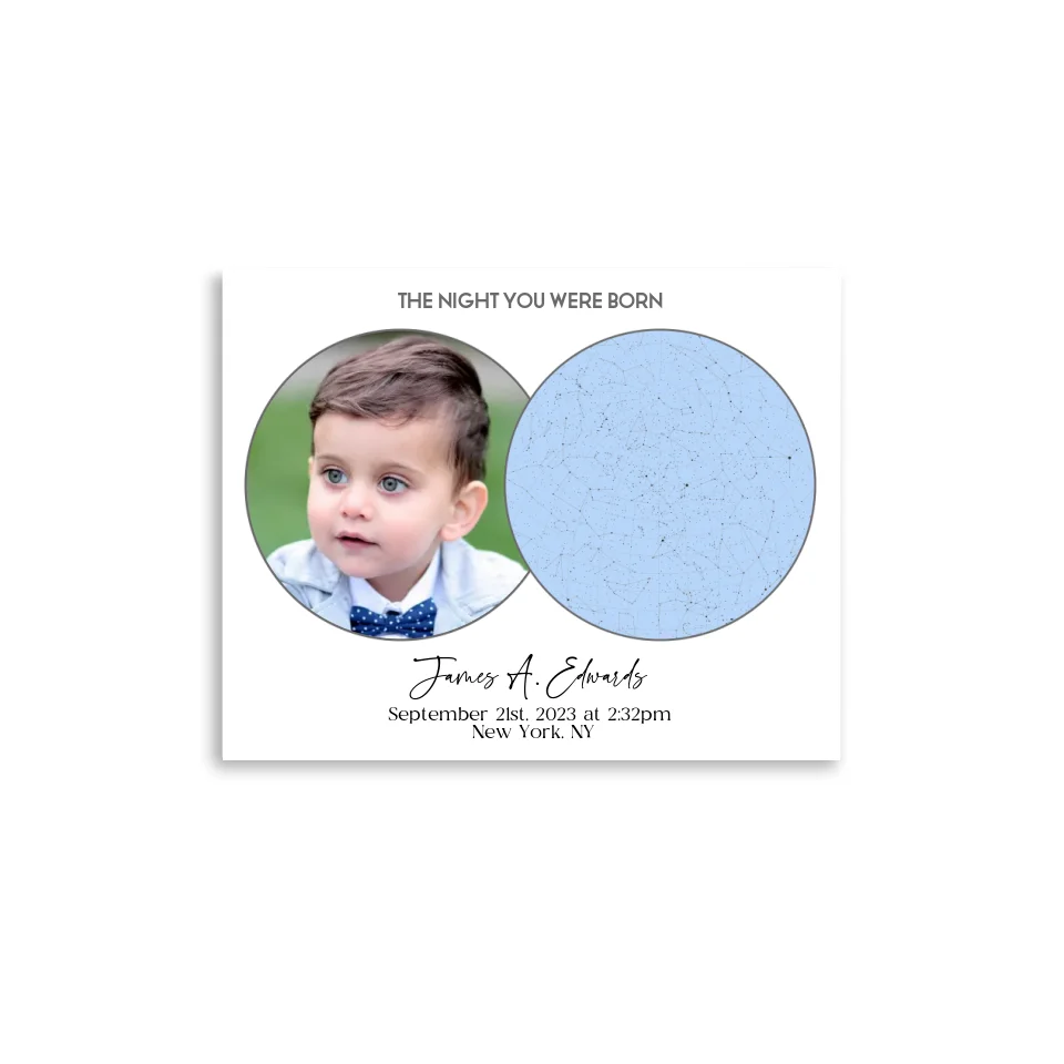 Personalized star map 20x16-inch poster of the night you were born