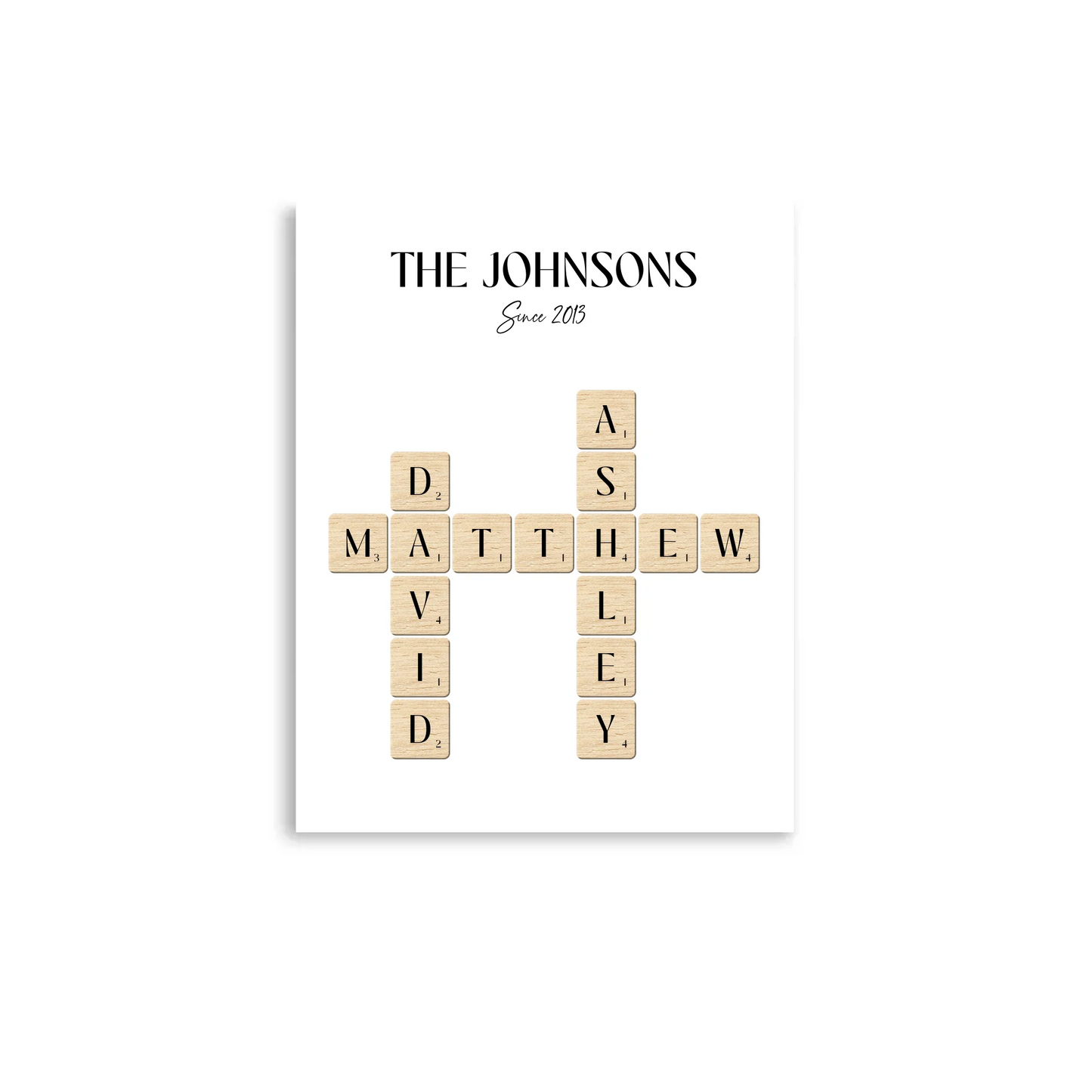 11x14 inch Poster of Personalized Family Name Sign with Scrabble Tiles