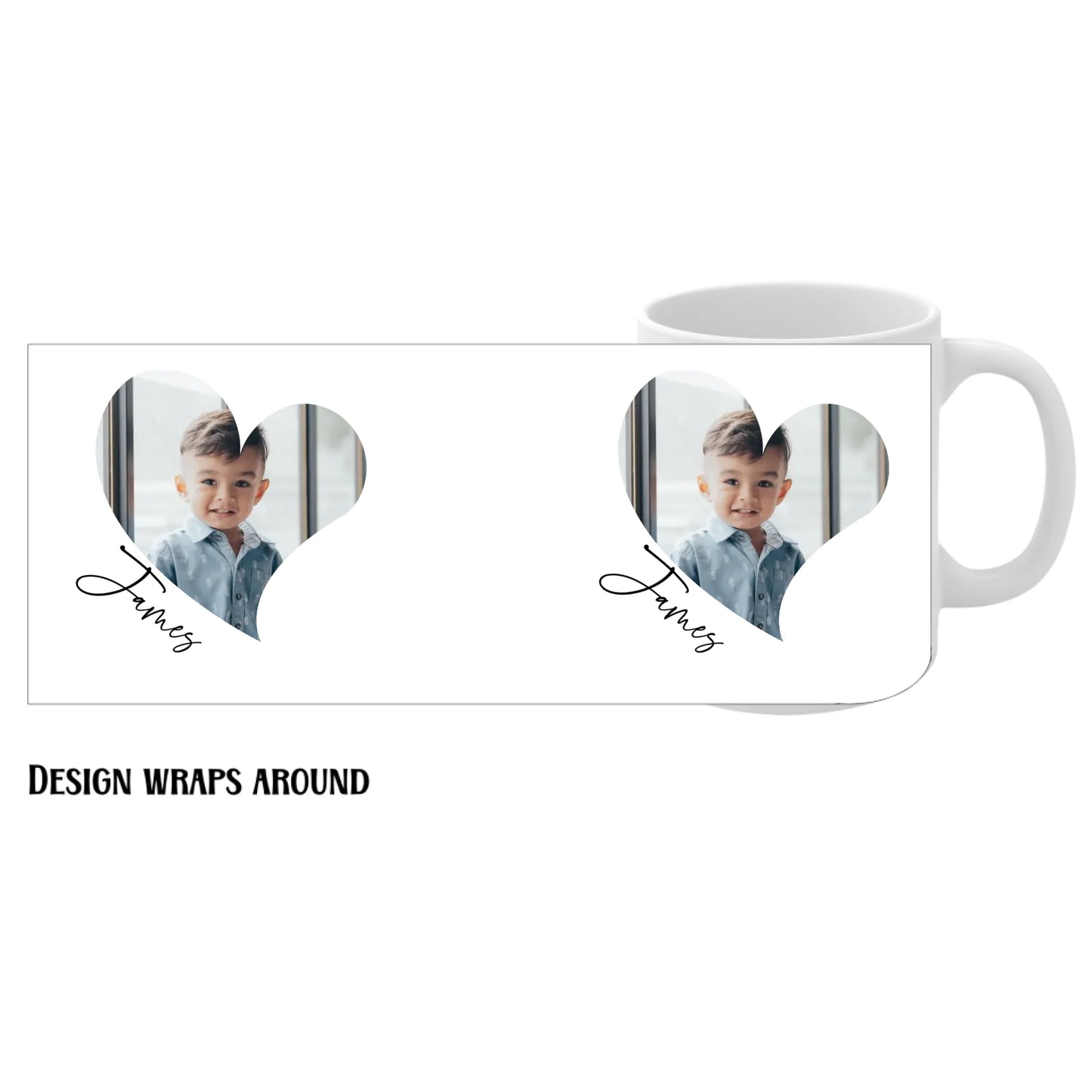 A right-side view of a personalized Mother's Day gift mug featuring the names of the children, beautifully displayed on a white mug.