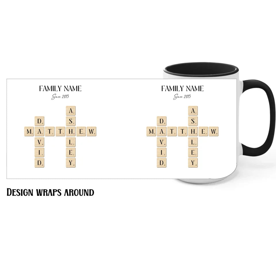 15oz black Mug with Family Name