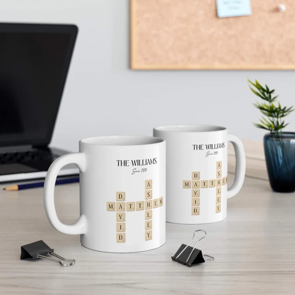 11 oz Family Name  Mugs - left and right side