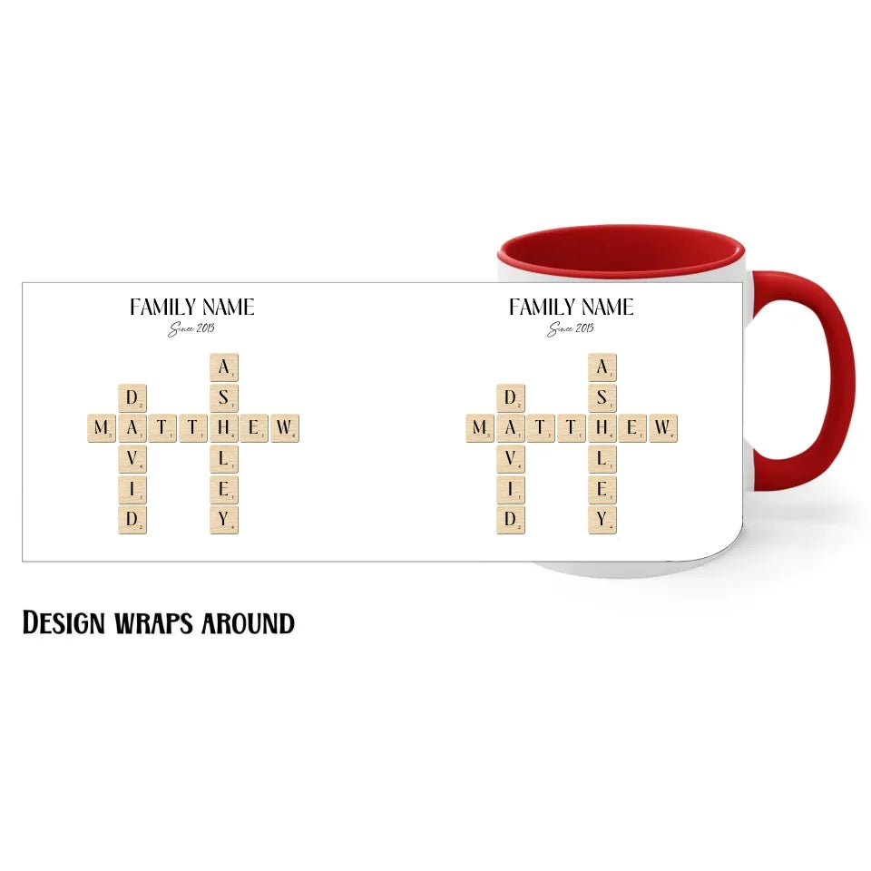 11oz red Mug with Family Name