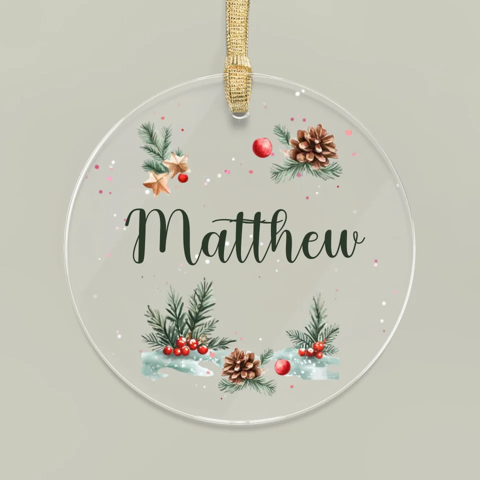 Clear acrylic personalized Christmas ornaments with name