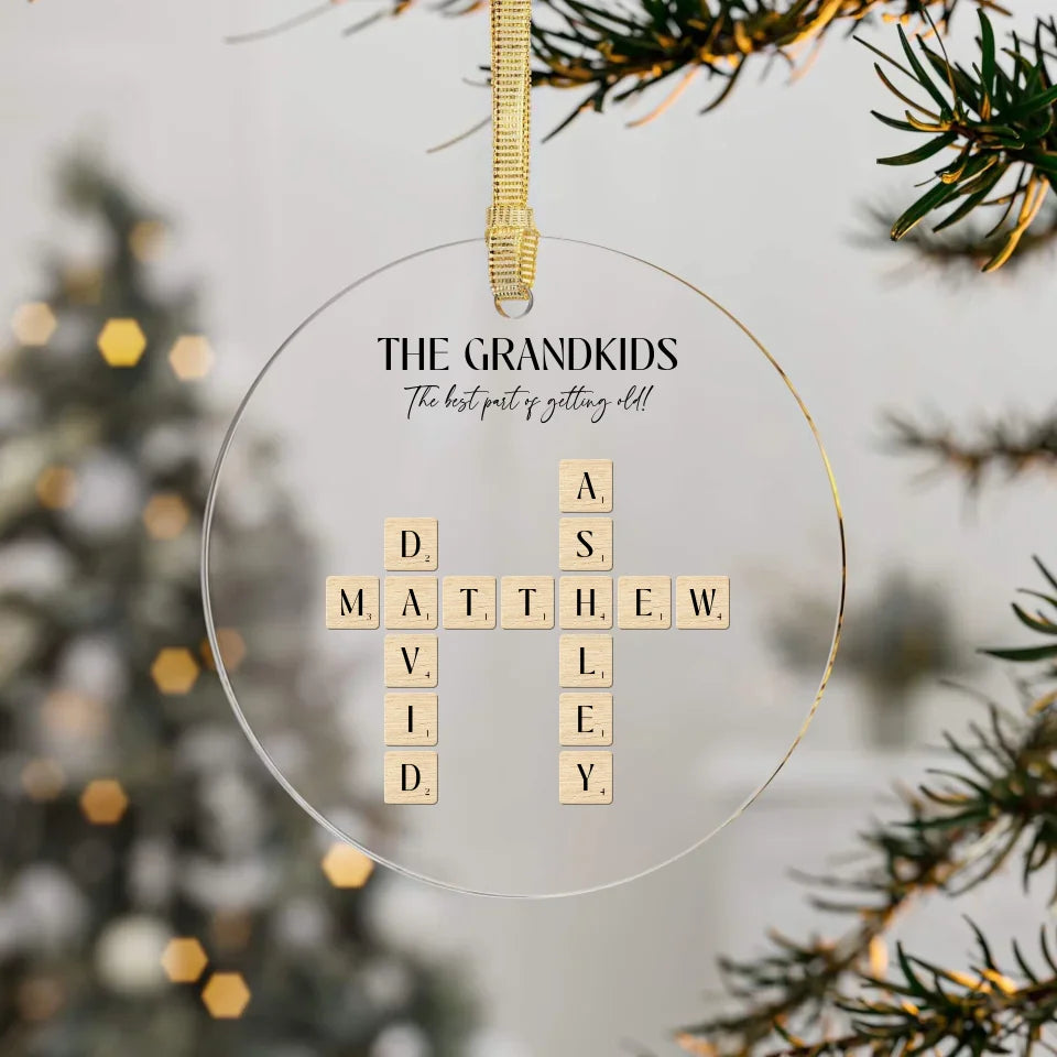 Clear Acrylic Personalized Christmas ornaments for grandparents