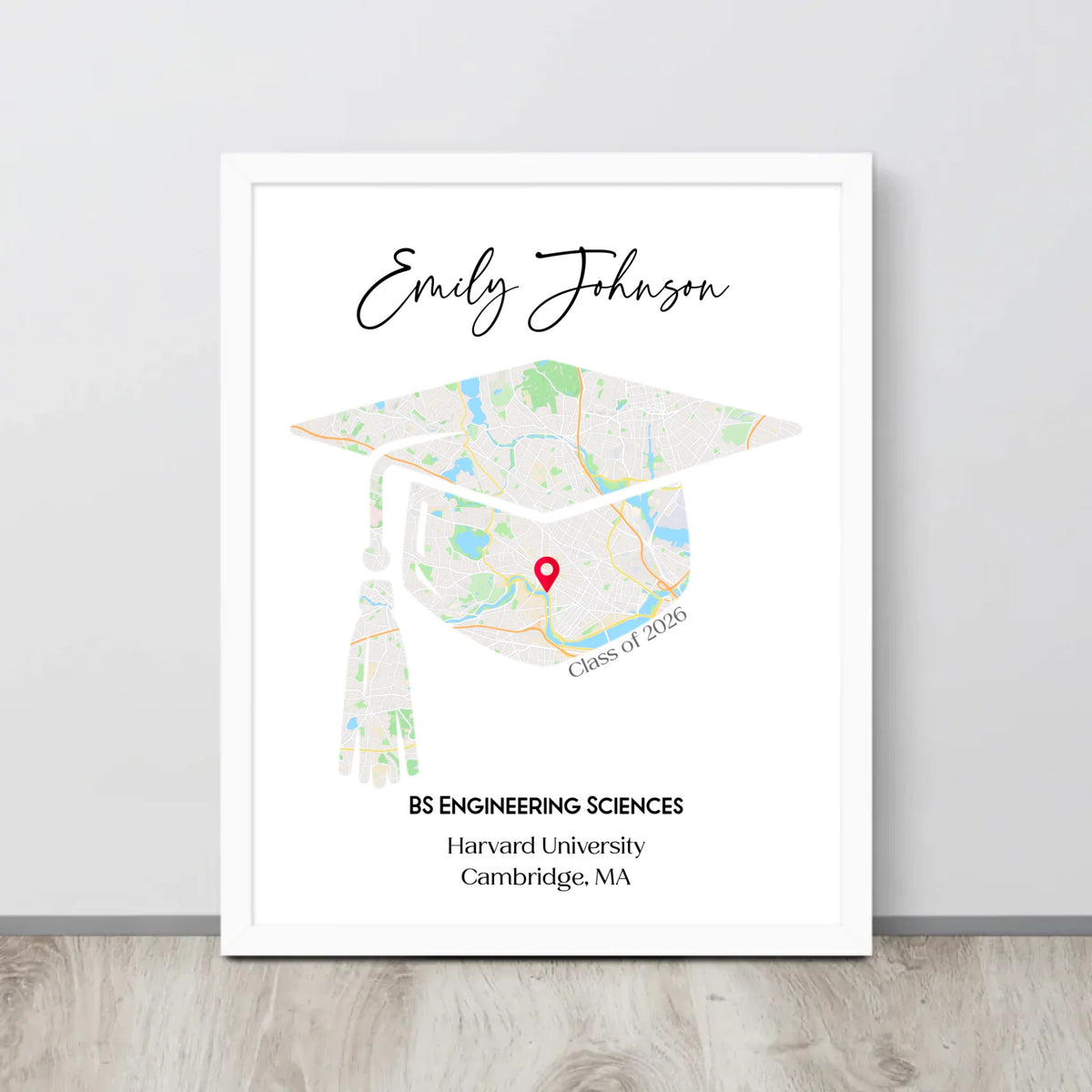 Graduation Cap Map Personalized Map Print for Graduates | Graduation Map Gift