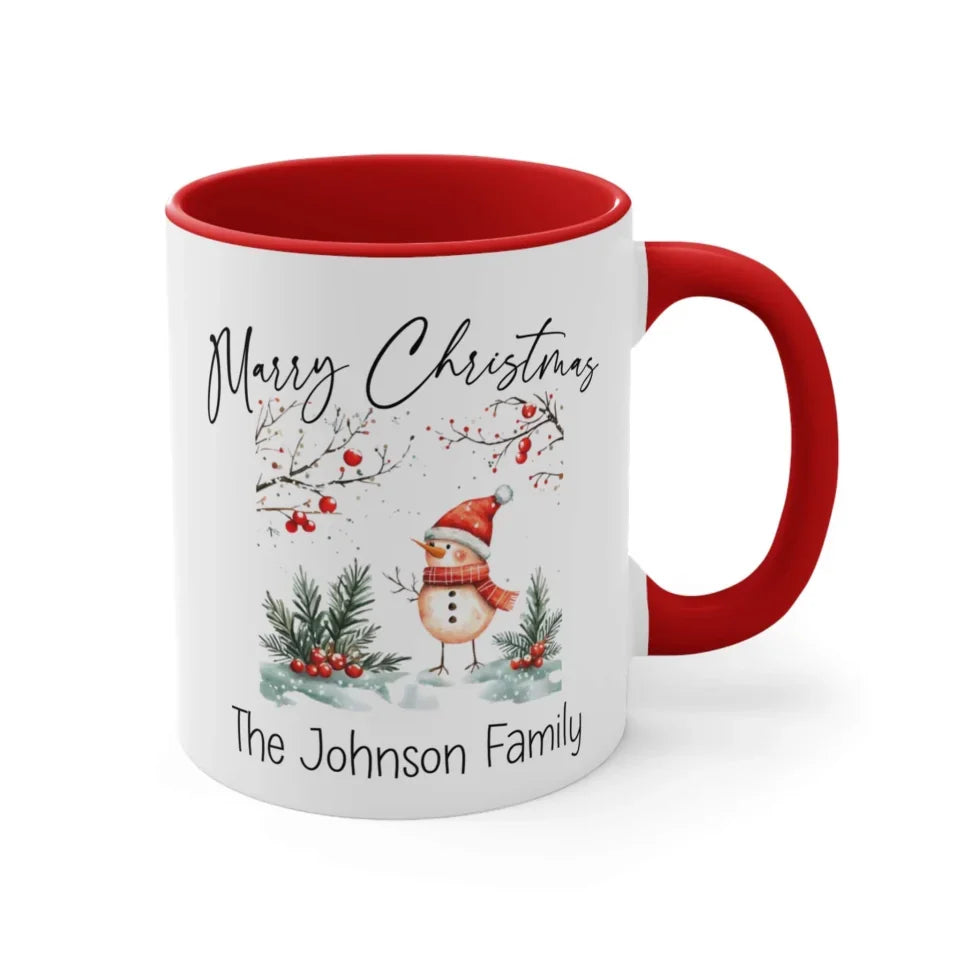 Right side of red 11 oz Family Christmas Mug