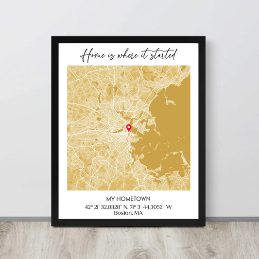 framed Hometown Map poster
