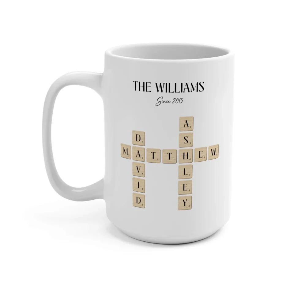 Left Side of 15 oz personalized family mugs